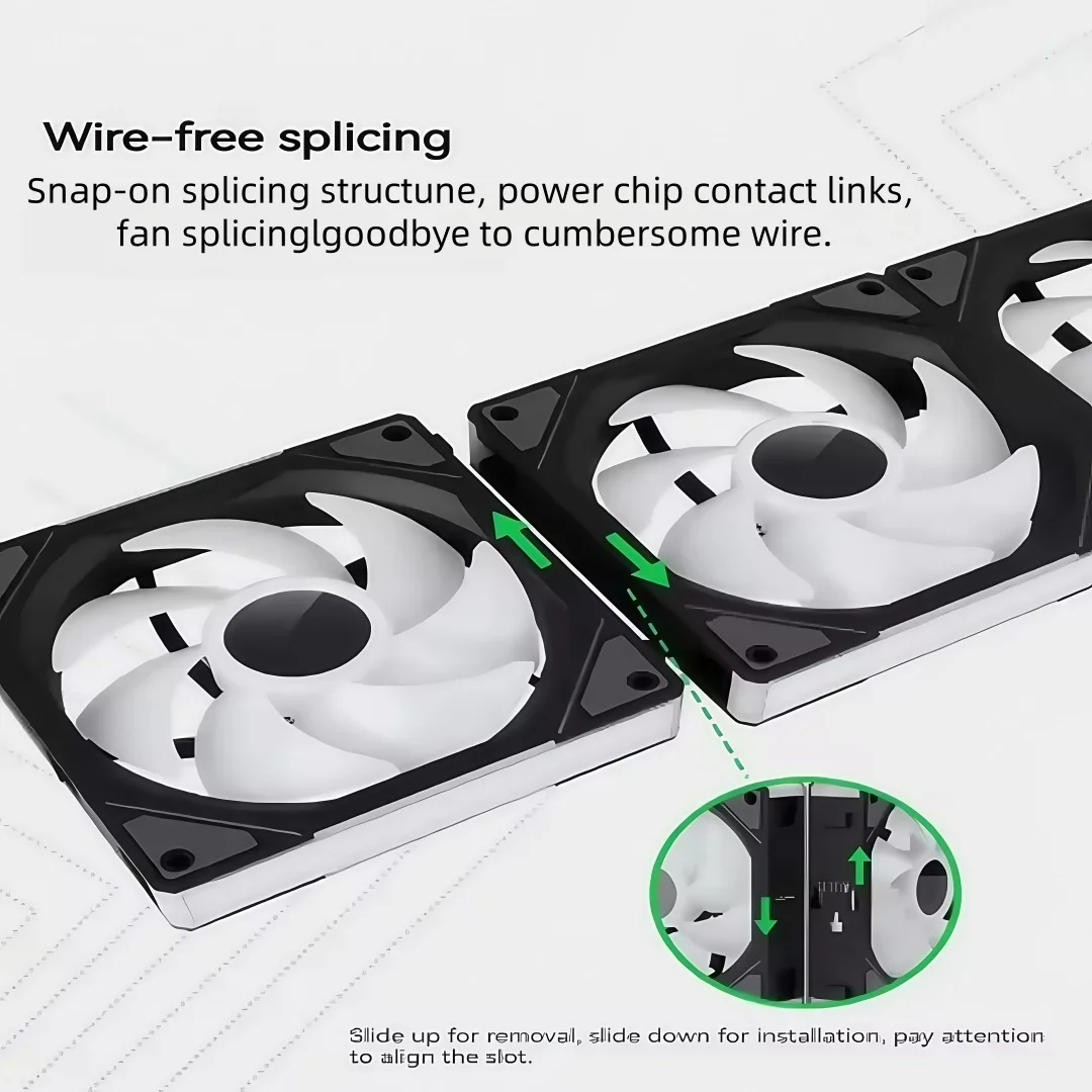 ARGB three in one air-cooled chassis cooling fan, 120mm, silent operation, multiple fans can be wirelessly spliced together.
