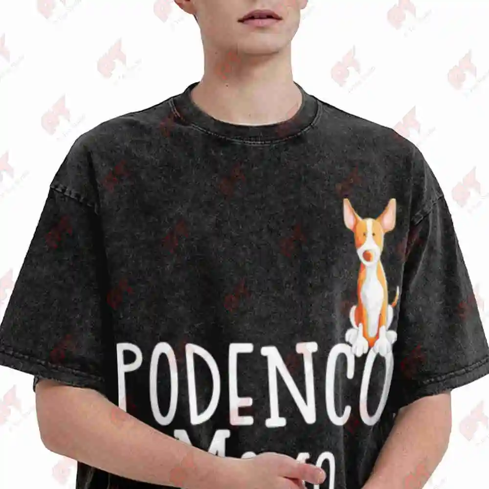 Funny Podenco Mama Greyhound Vintage Washed Tee Pure Cotton T-Shirt