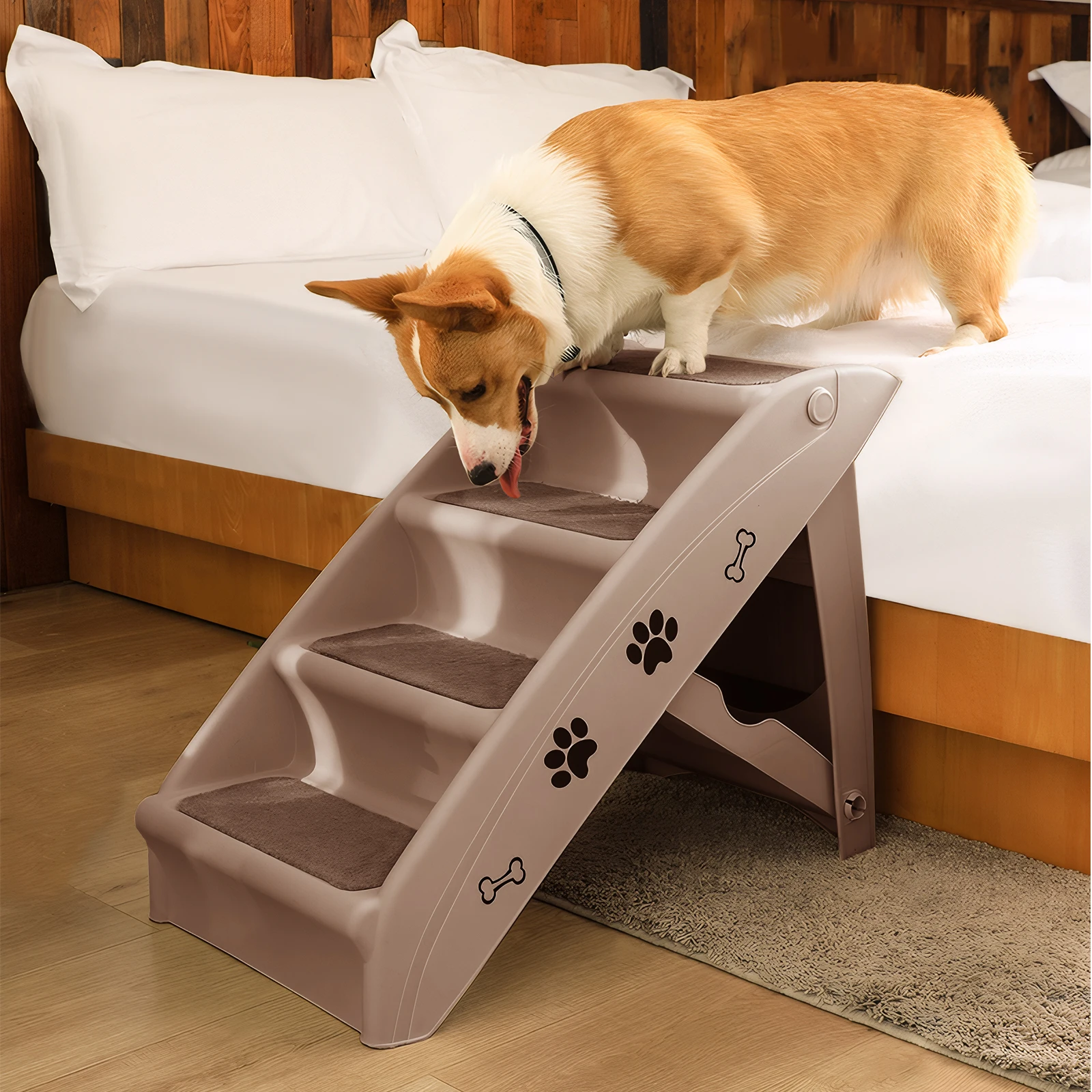 

4-Step Pet Dog Stairs Folding Indoor Pet Steps Non-Slip Dog Stairs Ramp Sofa Ladder Pet Furniture for High Bed Chair Couch Sofa