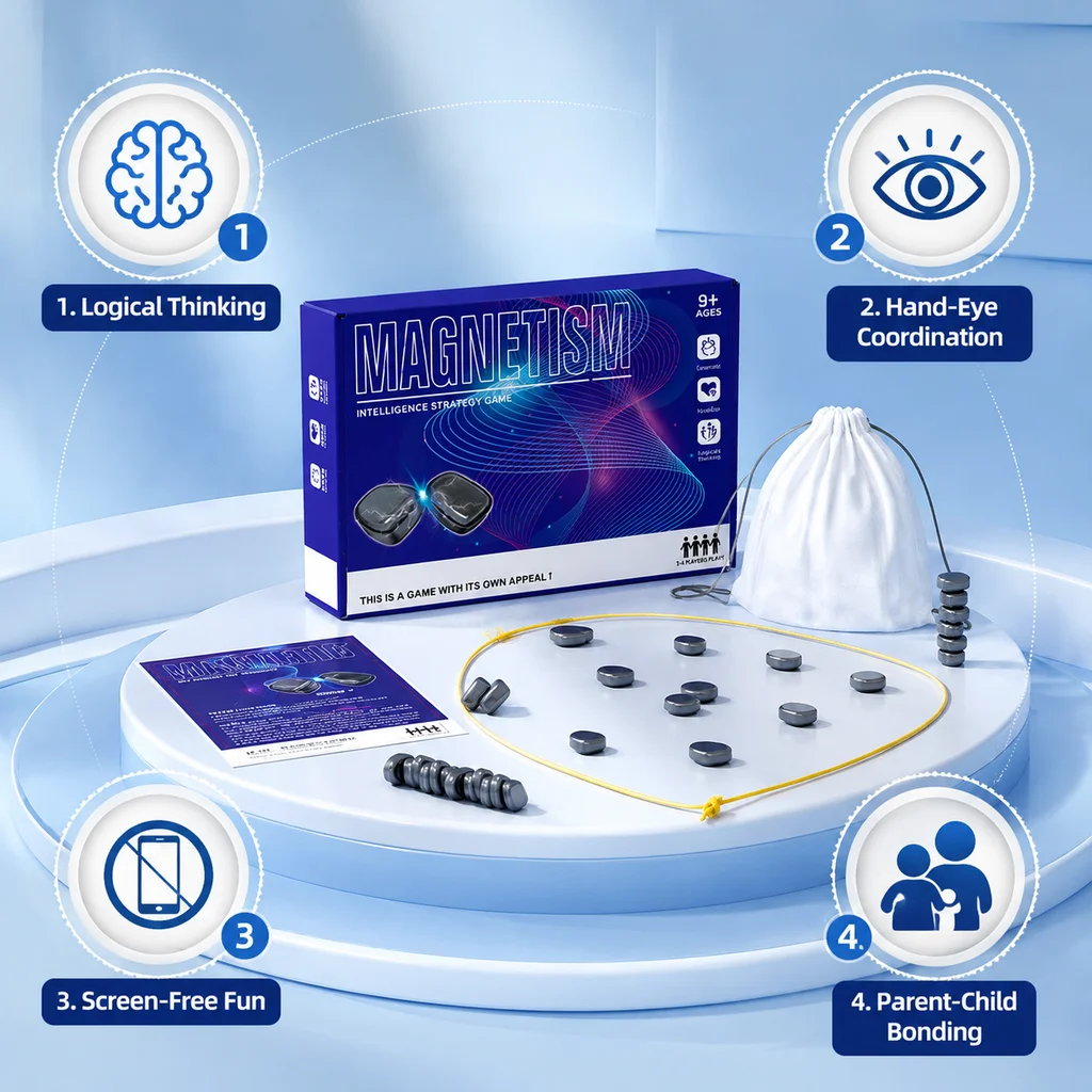 Magnetic Connection Strategy Game Funny Family Board Game for Kids Adults Party Night Travel Gift Ages 9+
