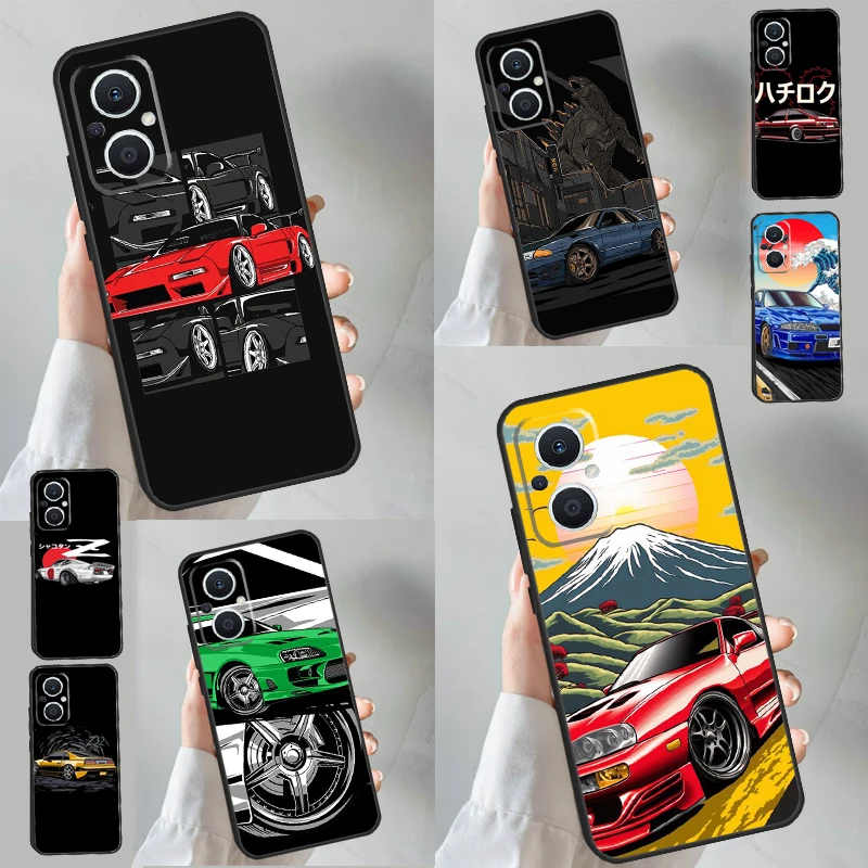 Japan JDM Sports Car Case For OPPO Reno 14F 12F 13F 15F 11 F 10 14 15 Pro 7 8 Lite OPPO Find X9 X8 X6 X5 Pro Cover