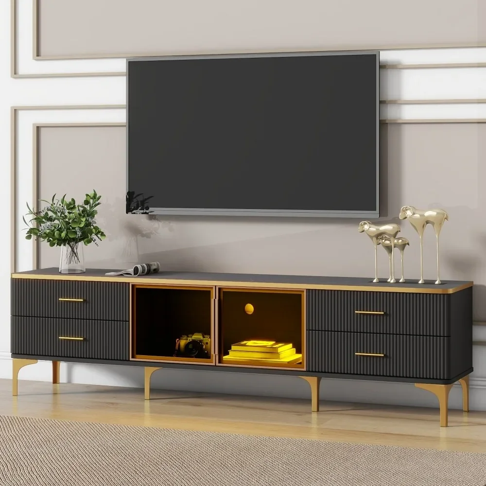 TV Stand with Faux Marble Top, Practical Entertainment Center, 3 Drawers, Living Room, TV Cabinet, Up to 78