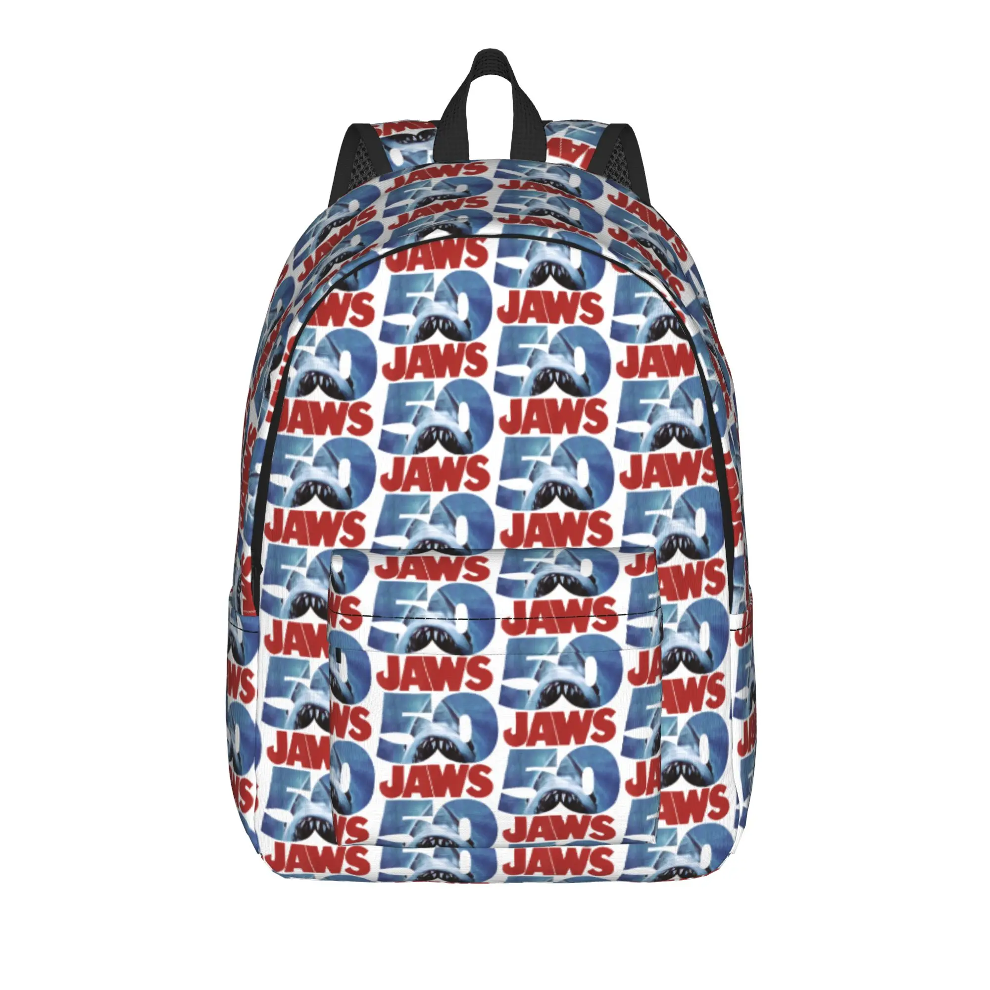 Jaws 50th Anniversary Logo Backpack  Aesthetic Backpacks Student Unisex Workout Breathable School Bags Design Rucksack