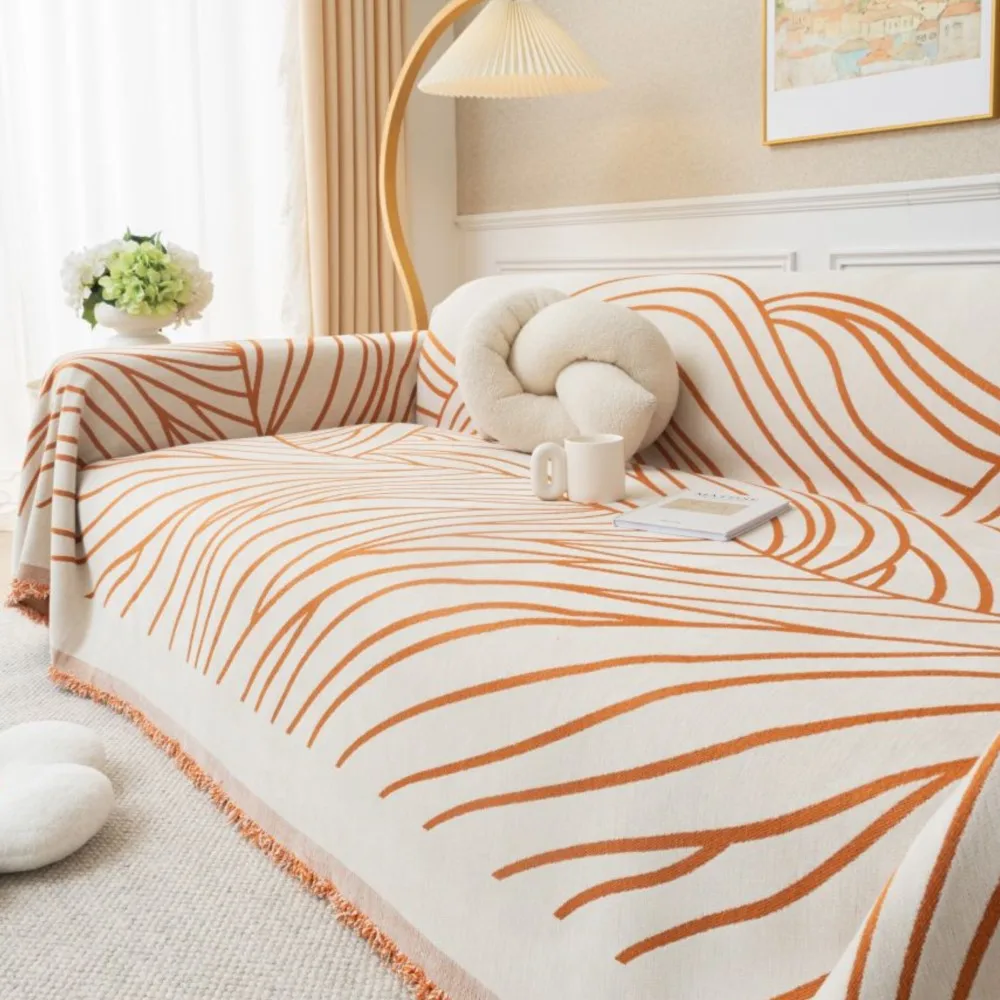 

Wavy Line Sofa Cover Towel 2024 Spring New Sofa Cushion Lazy One Piece of Four Seasons Universal Chenille Woollen Blanket Carpet