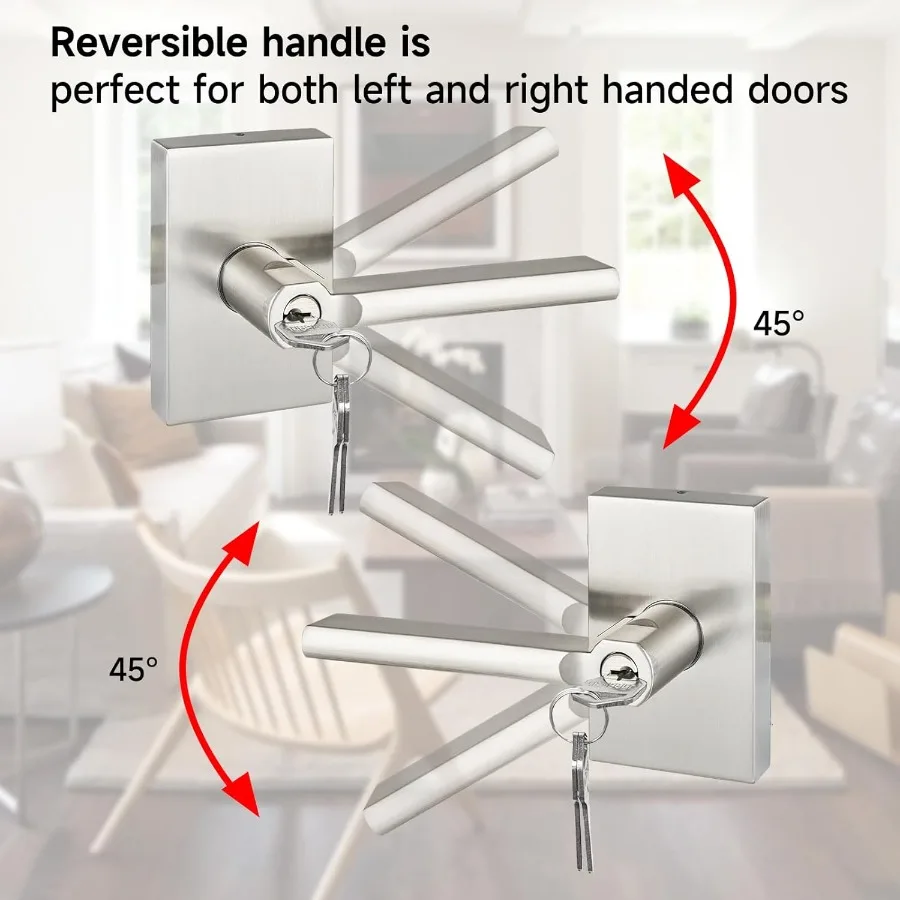 قفل ذراع دخول بمفتاح عالي التحمل للأبواب الخارجية والأمامية مع لمسة نهائية من النيكل المصقول مثالية للتطبيق السكني عالي الأمان