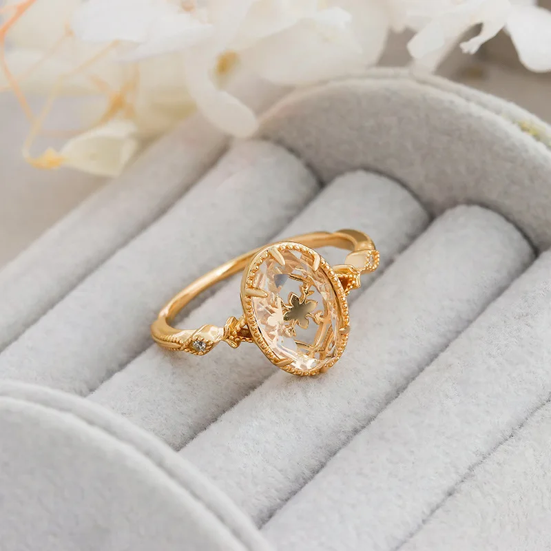 LAMOON Vitage Luxury Palace style Natrual White Crystal Ring For Women 925 Sterling Silver Gold Vermeil Fine Jewelry Accessories image 2