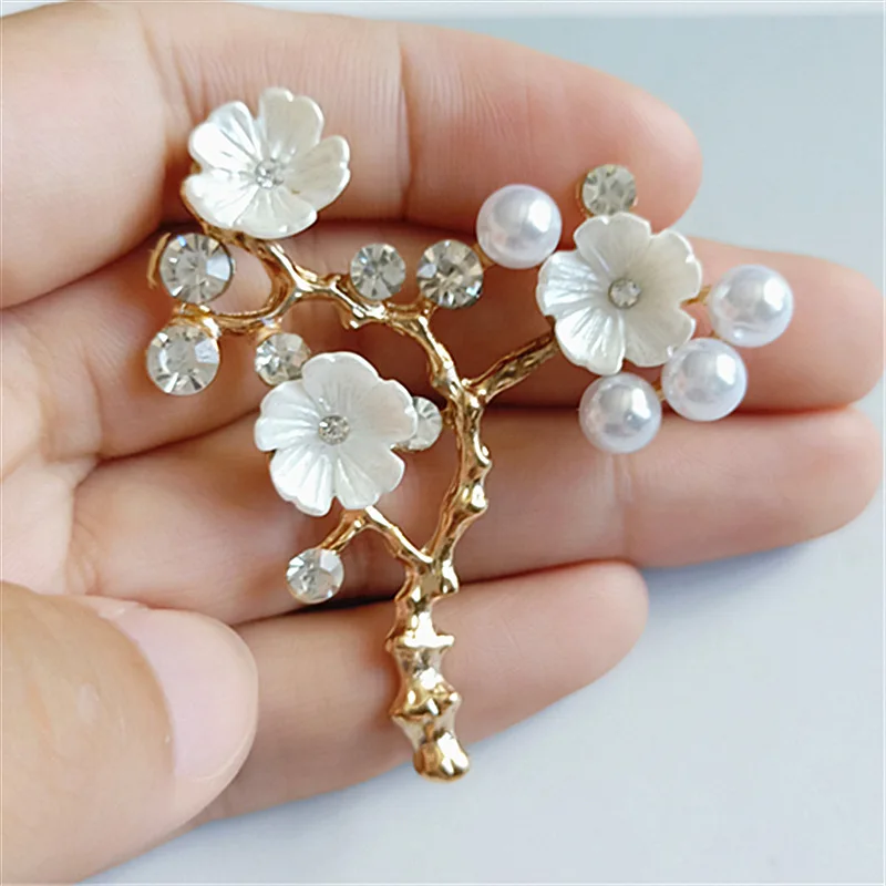 50pcs Rhinestones Pearl Plum Branch Button Bead Flat Back For Bridal Kids Hair Headwear Bag Shoes Apparel Case Ornament DIY