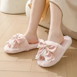 INS Bow Home Plush Slippers Indoor Plush Slippers