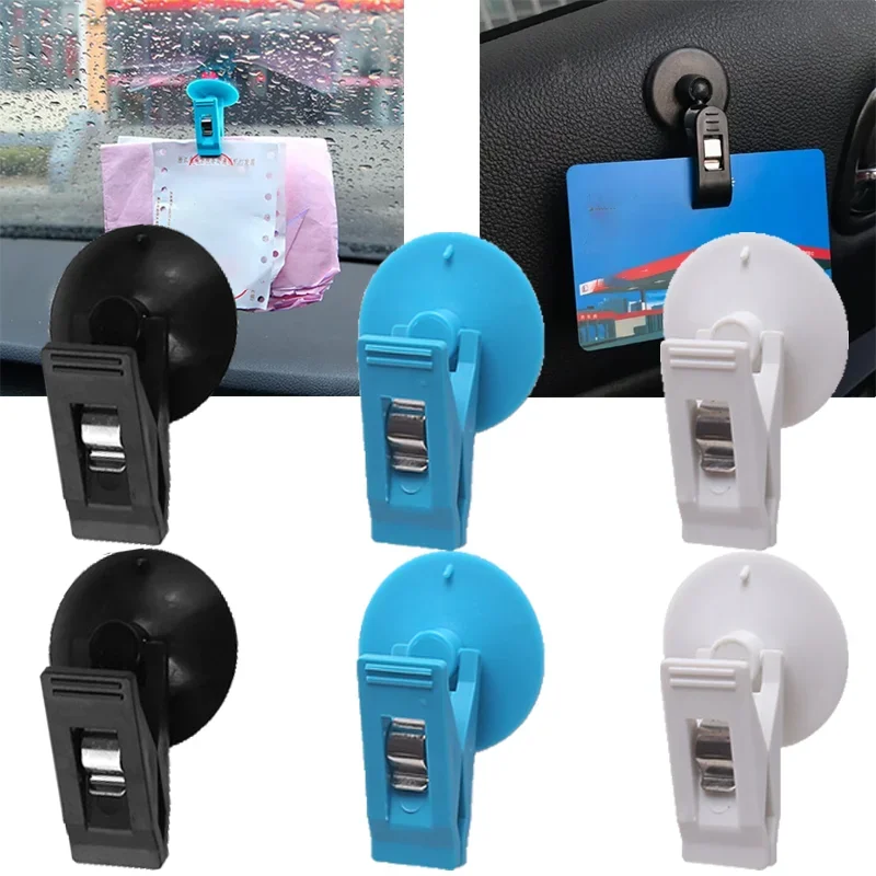 

2PCs Car Window Suction Cup Clips Removable Waterproof Cars Sunshade Curtain Towel Ticket Card Clip Auto Interior Accessories