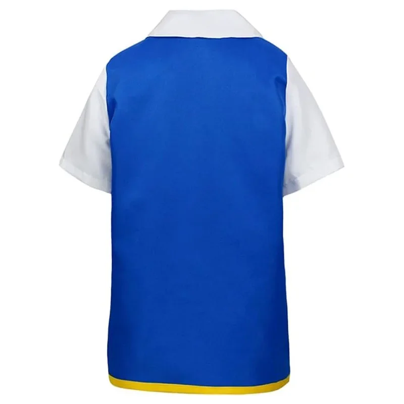 QQ8 Men Anime Trainer Cosplay Costume Boys Ash Ketchum Adult for Girls Halloween Women Disfraz Party Blue Jacket Cap and Glo5Lk￥