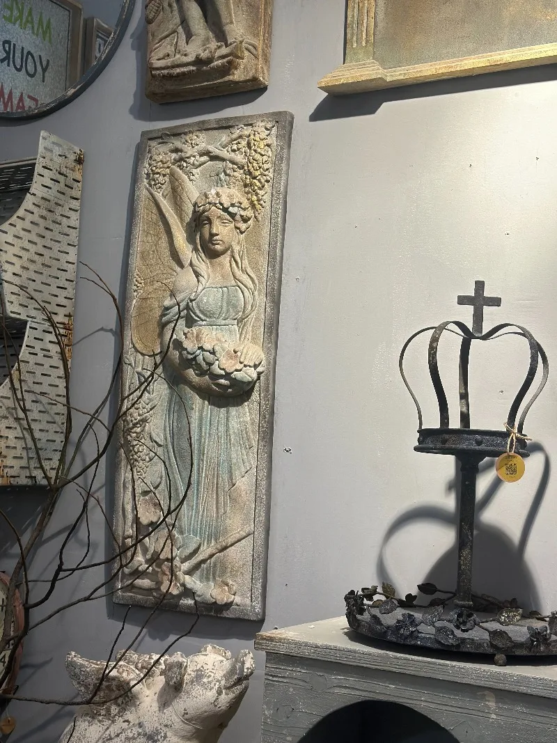French retro relief large wall hanging European character statue Muse flower fairy decorative mural