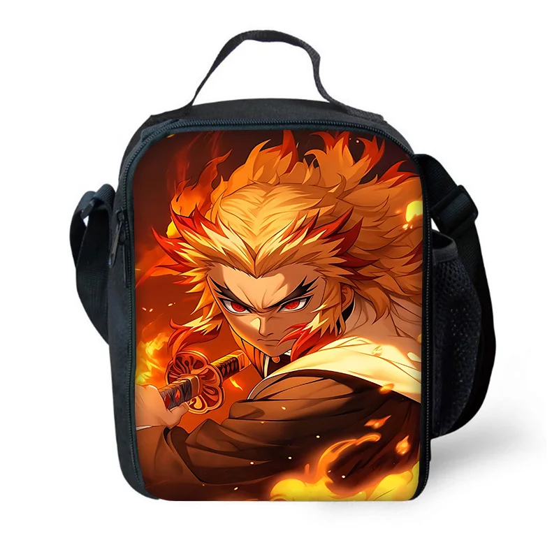 Demon Slayer Rengoku Kyoujurou Child  Large Capacity Bag for Boy  Girl Student Outdoor Picnic Resuable Thermal Cooler Lunch Box