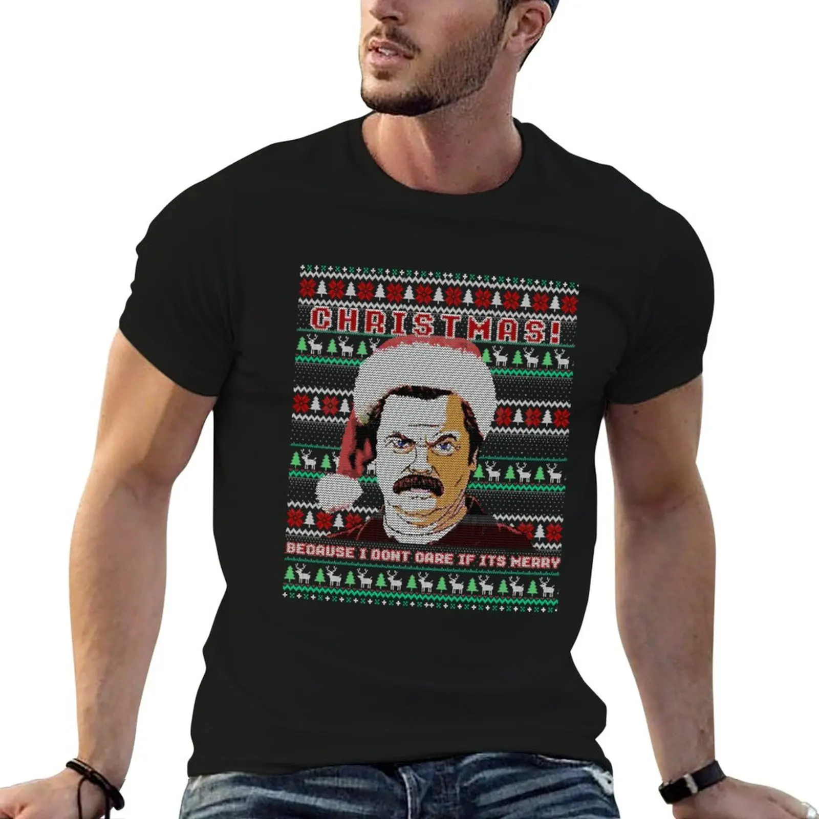 

Ron Swanson Christmas - funny ugly sweater T-Shirt t shirt man plain cotton t shirts high quality T-Shirt