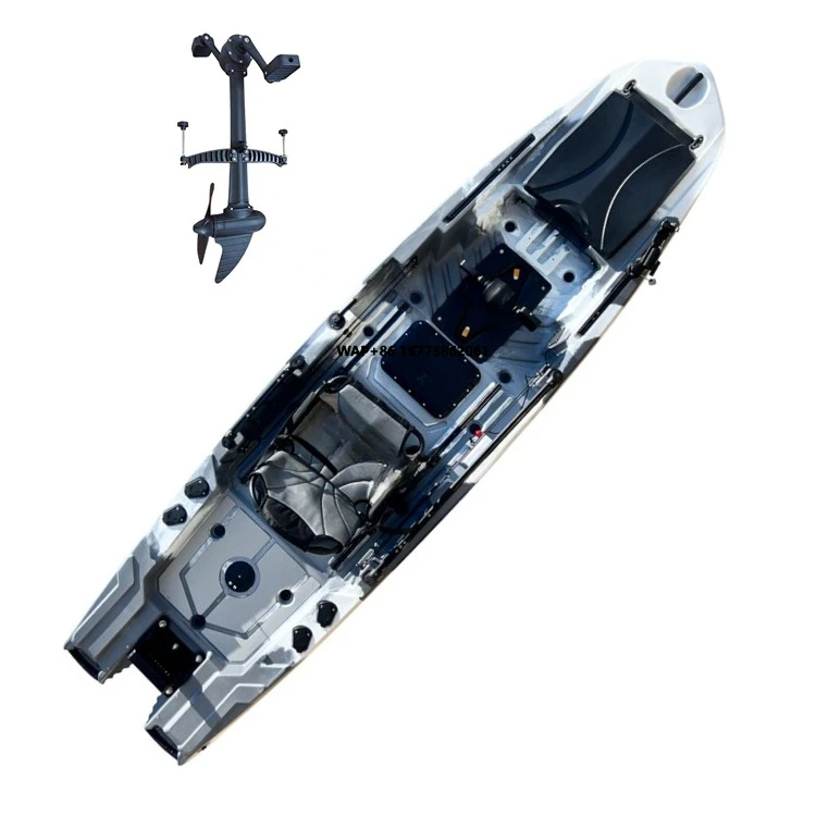 

12ft PE Hull Material Pedal Kayak One-Person Drive Motor with Big Hatches for Surfing and Kayak Fishing in Rivers