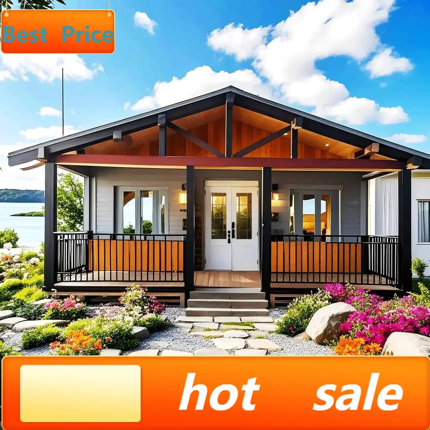 Precio de oferta: Precio con descuento por tiempo limitado. Casa pequeña de lujo expandible de 20 pies en venta, casa contenedor plegable prefabricada de 2 dormitorios y 1 sala.