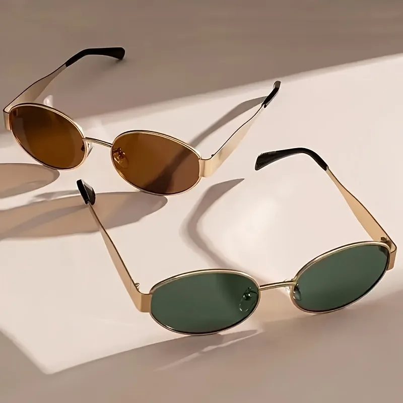 

2 Pairs of Unisex Y2K Oval Frame Retro Fashion Glasses Suitable for Parties Shopping Outfit Matching Daily Use