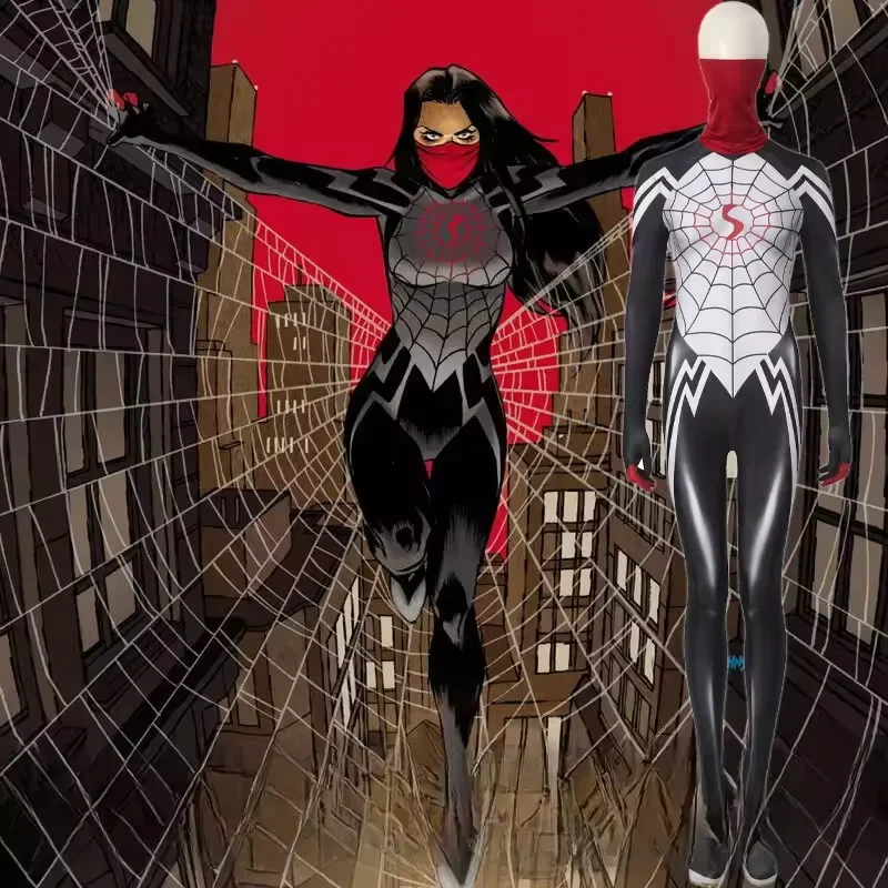 

Костюм для косплея CindyMoon с принтом, шелковый паук, костюм паука для женщин и девочек, супергерой, зентай, боди для взрослых и детей, костюм на Хэллоуин
