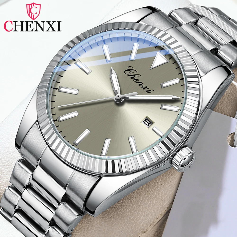 ساعة CHENXI للرجال من الفولاذ المقاوم للصدأ على طراز الأعمال من أفضل العلامات التجارية الفاخرة ساعة يد كوارتز للرجال Relogios Masculino