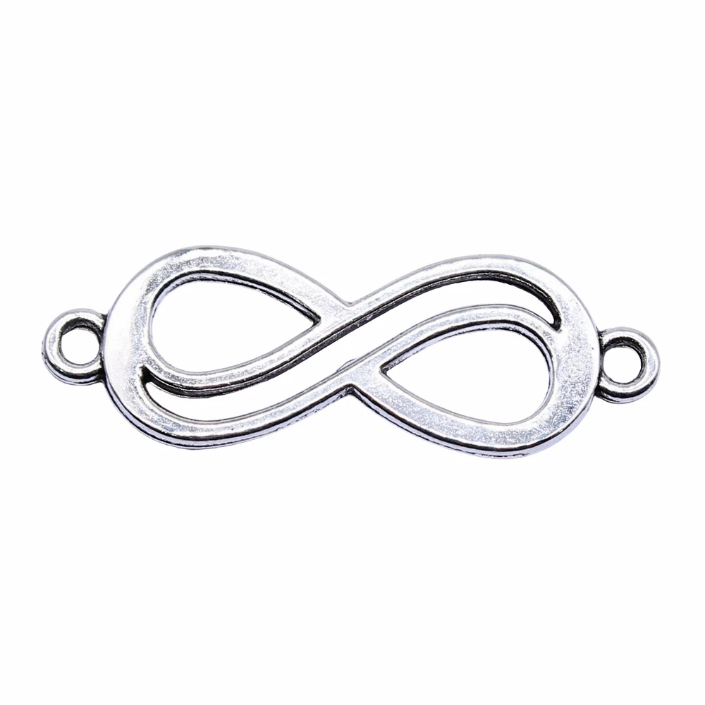 

10pcs/lot 33x12mm Infinity Symbol Connector Charms For Jewelry Making Antique Silver Color 1.3x0.47inch