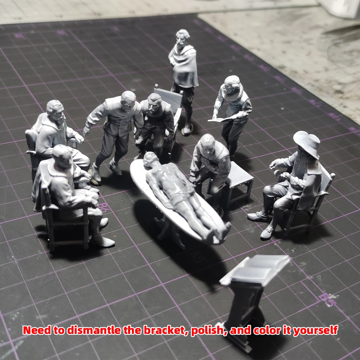1/35 1/43 1/48 1/64 1/72 1/87 Modellbausatz 3D-Harz-Miniatur-Soldatenfiguren Diorama Unbemalt Niederländische Anatomie-Stunde DIY – Detail 7