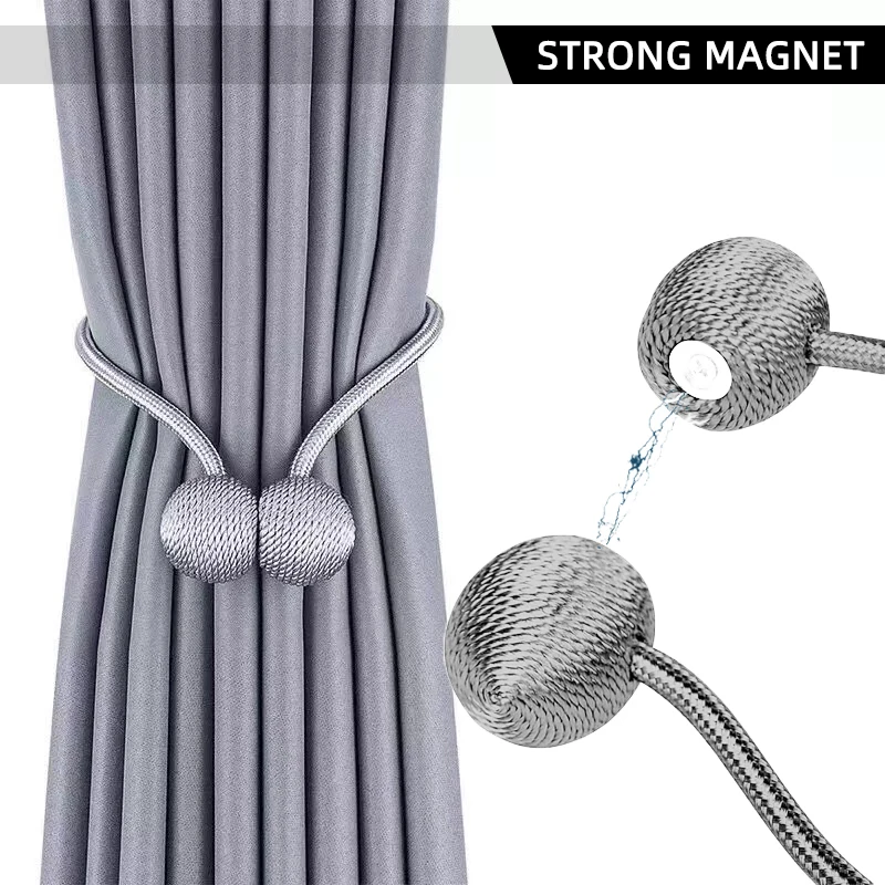 2pcs Strong Magnetic Curtain Tiebacks，Curtain Rope Straps For Holding Curtains & Drapes, For Bedroom Living Room Home Deco