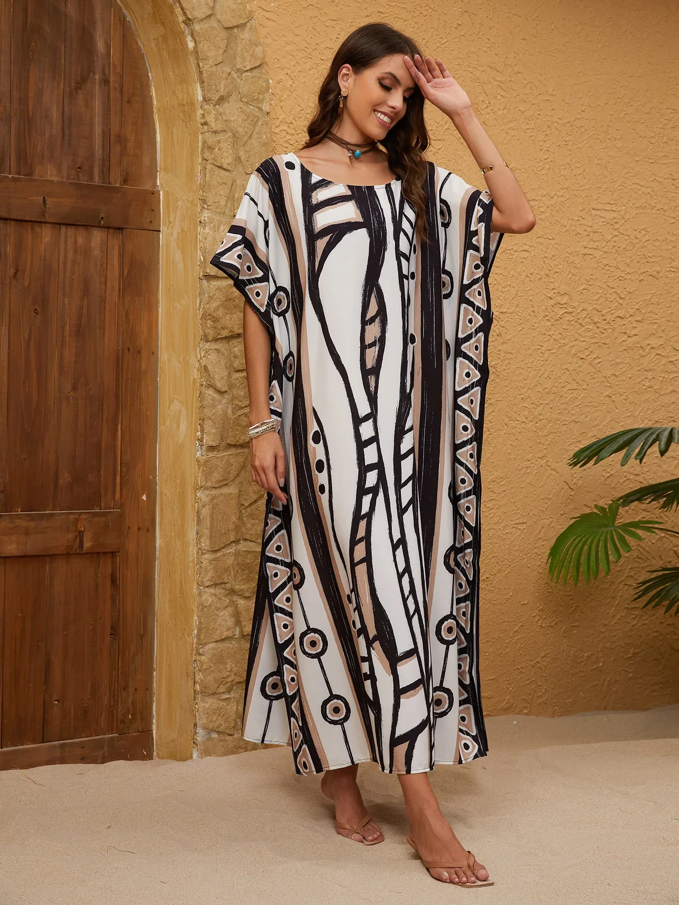 Sukienki Kaftan dla kobiet Plus Size narzuta na kostium kąpielowy Caftan Maxi plażowe sukienki