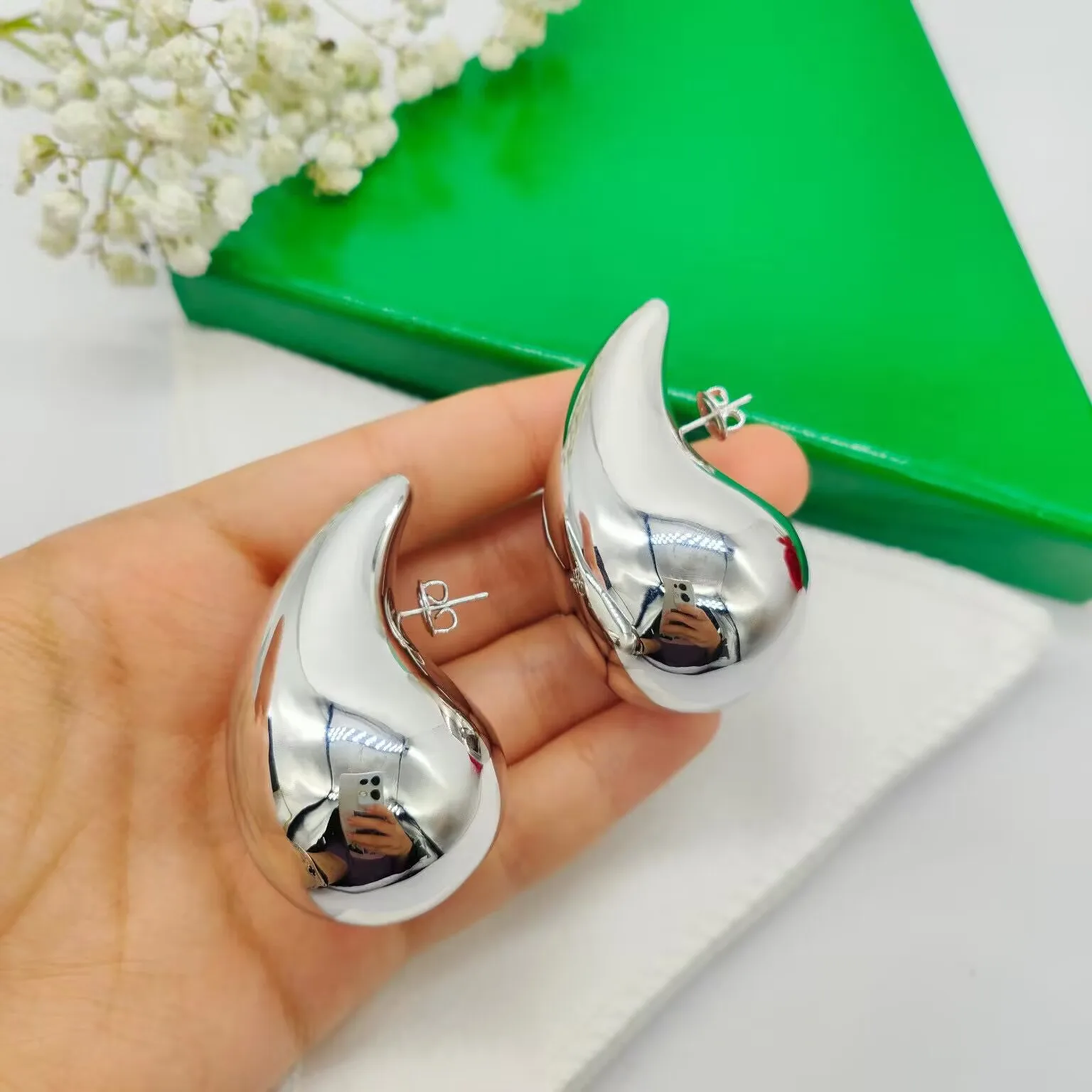 New Metal Huge Size 4CM 5CM Droplet Water Drop Earrings for Women Girls Exaggerated Fashion INS Oversized Chunky Jewelry