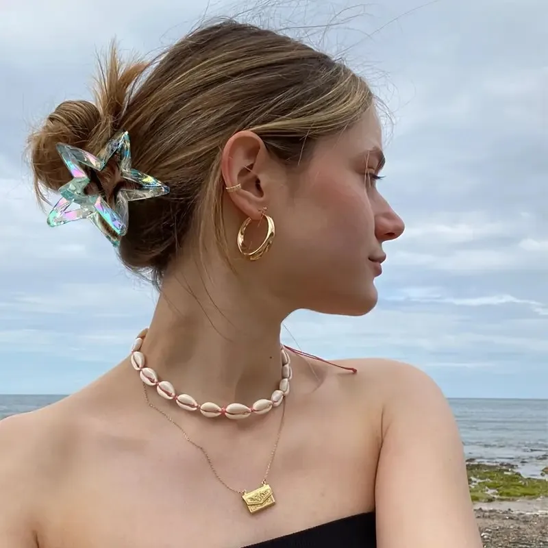 1/6 Stück ZYFHTT Transparente Fünfzackige Stern-Haarspange für Frauen Persönliche Y2K Haifischklammer Modische Mädchen-Haaraccessoires – Detail 3