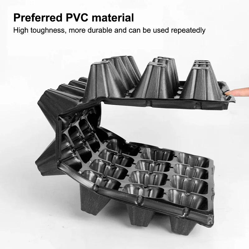 10Pcs Seedling Trays Plastic Gardening Germination Trays Black Seedling Container Garden Supplies For Vegetable Flower