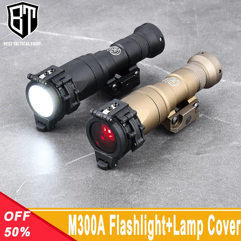 WADSN SF Surefir M300 M300A Tactical Flashlight White Light Hunting Weapon Airsoft Scout Light With Diffuser IR Light Lamp Cover