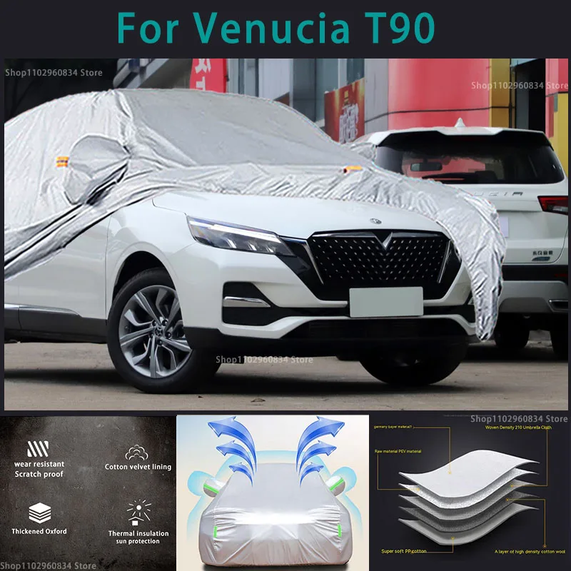 

For Venucia T90 210T Full Car Covers Outdoor Sun uv protection Dust Rain Snow Protective Anti-hail car cover Auto cover