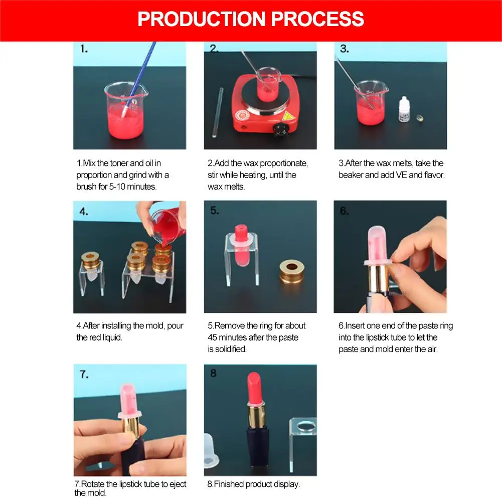 DIY Lippenstift-Form-Set, 12,1 mm Schlauch, Silikon-Lippenbalsam-Hersteller, Bastelwerkzeug für selbstgemachte Kosmetika
