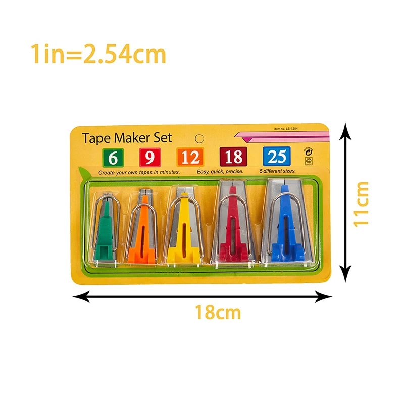 [YU]Bias Tape Maker Set 5 size 6mm 12mm 18mm 25mm bias tape maker Sewing Accessories