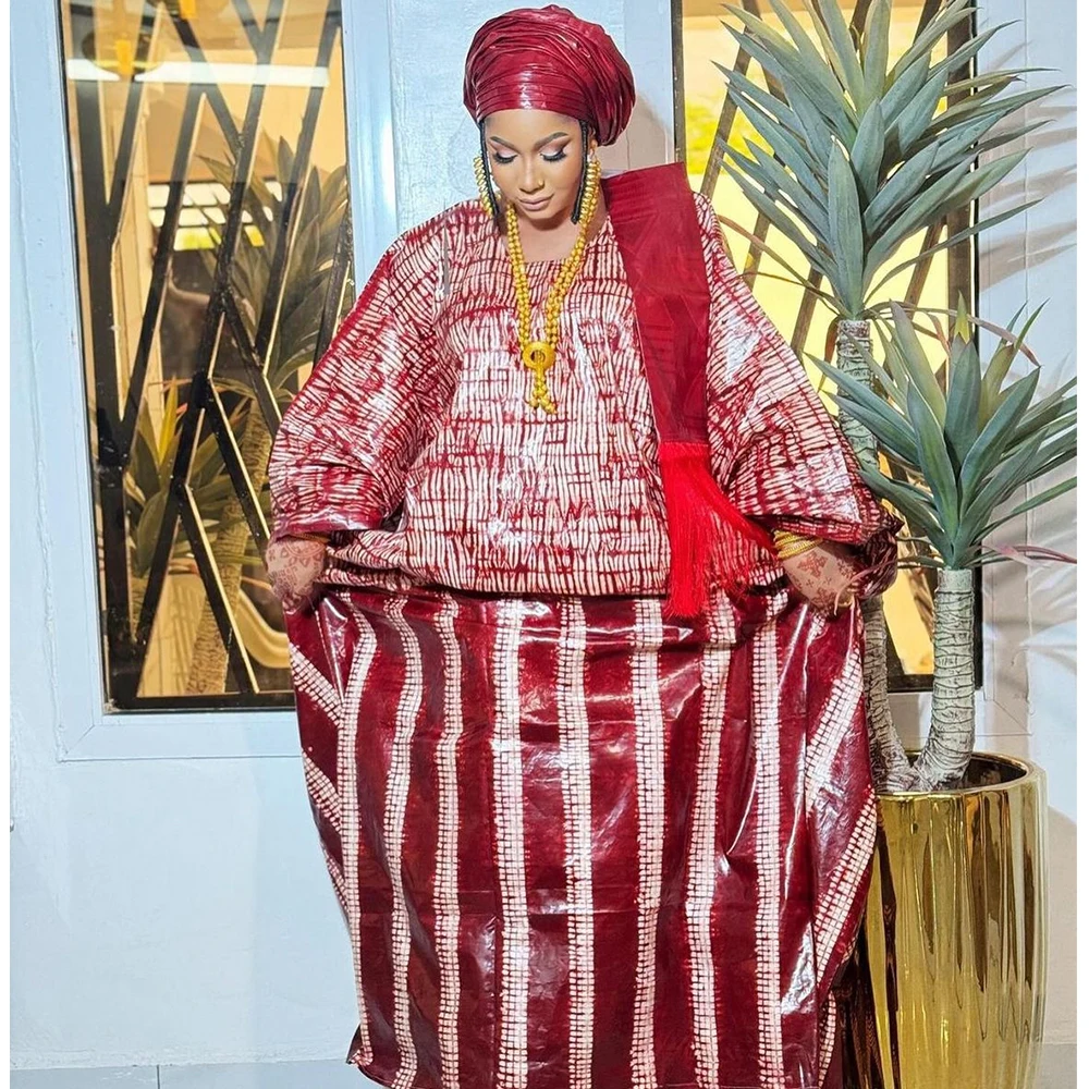 African Dresses For Women Traditional Wedding Party Clothing Nigeria Riche Dashiki Robe Printed Evening Gowns With Scarf Robe