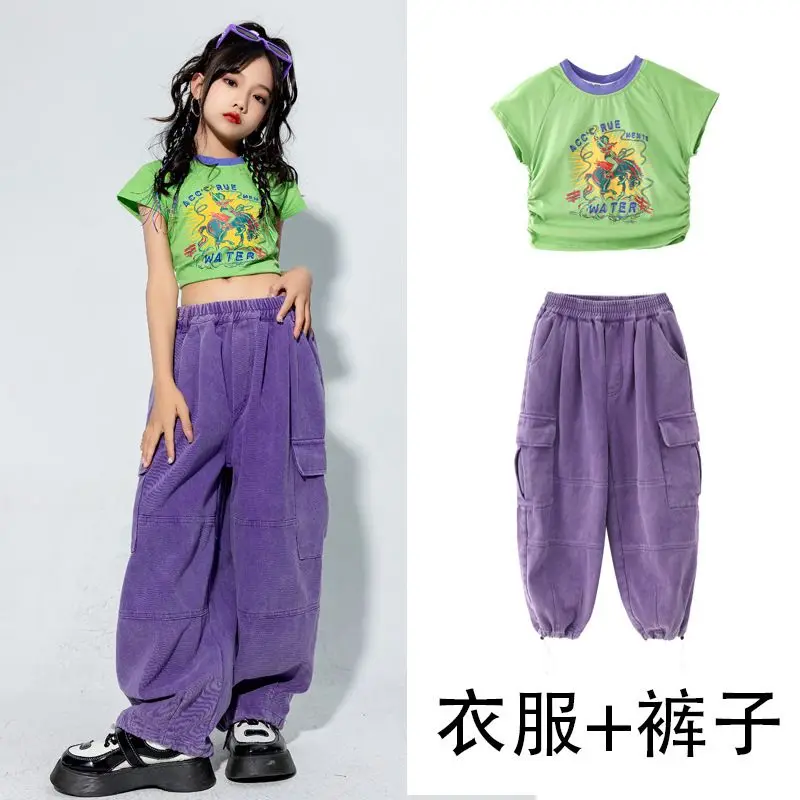 مجموعة ملابس الهيب هوب للأطفال ، البلوز ، هوديي ، عداء البضائع الدنيم ، ملابس الشارع الشهير ، السراويل للفتاة ، الصبي ، زي رقص الجاز ، ملابس