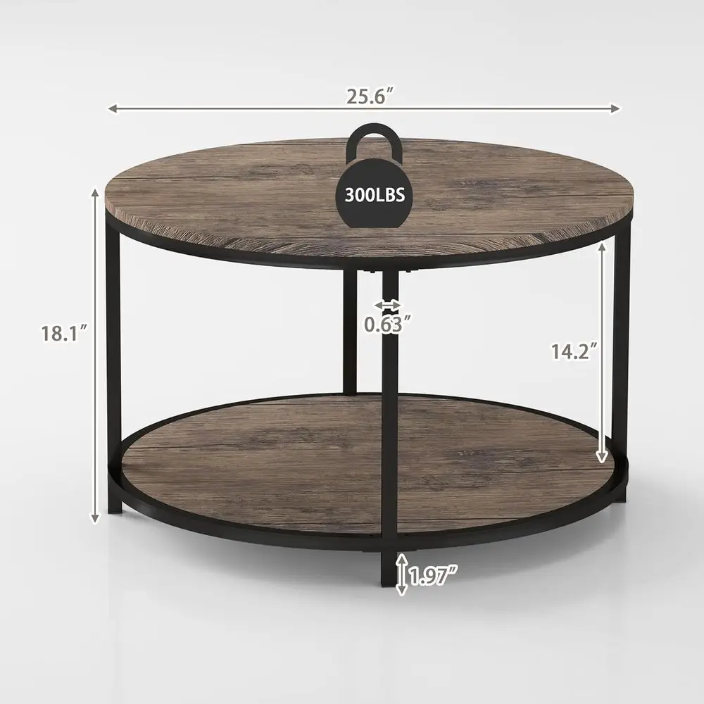 Modern 2-Tier Light Walnut Coffee Table with Storage, 25.6 Small Living Room Furniture