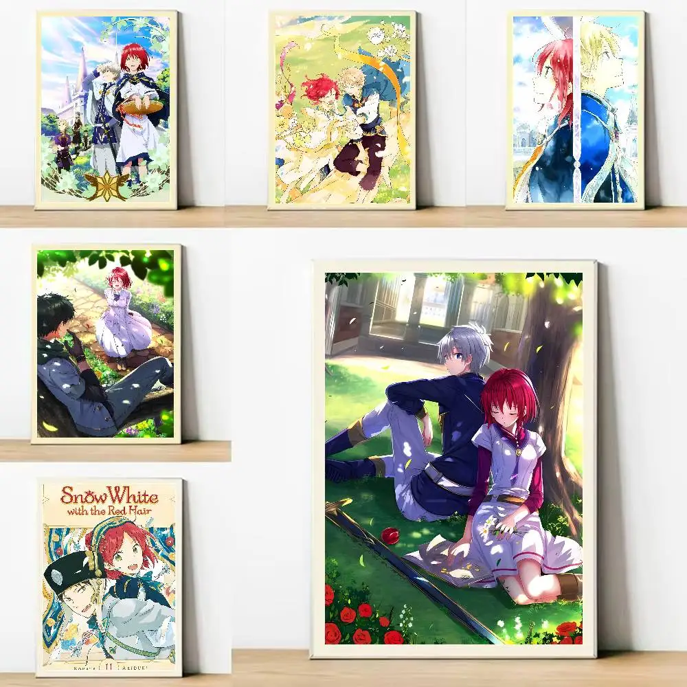Anime White Snow Girl With Red Hair Poster High Quality Print Waterproof Wall Art Sticker For Bar Living Room Decor Gift