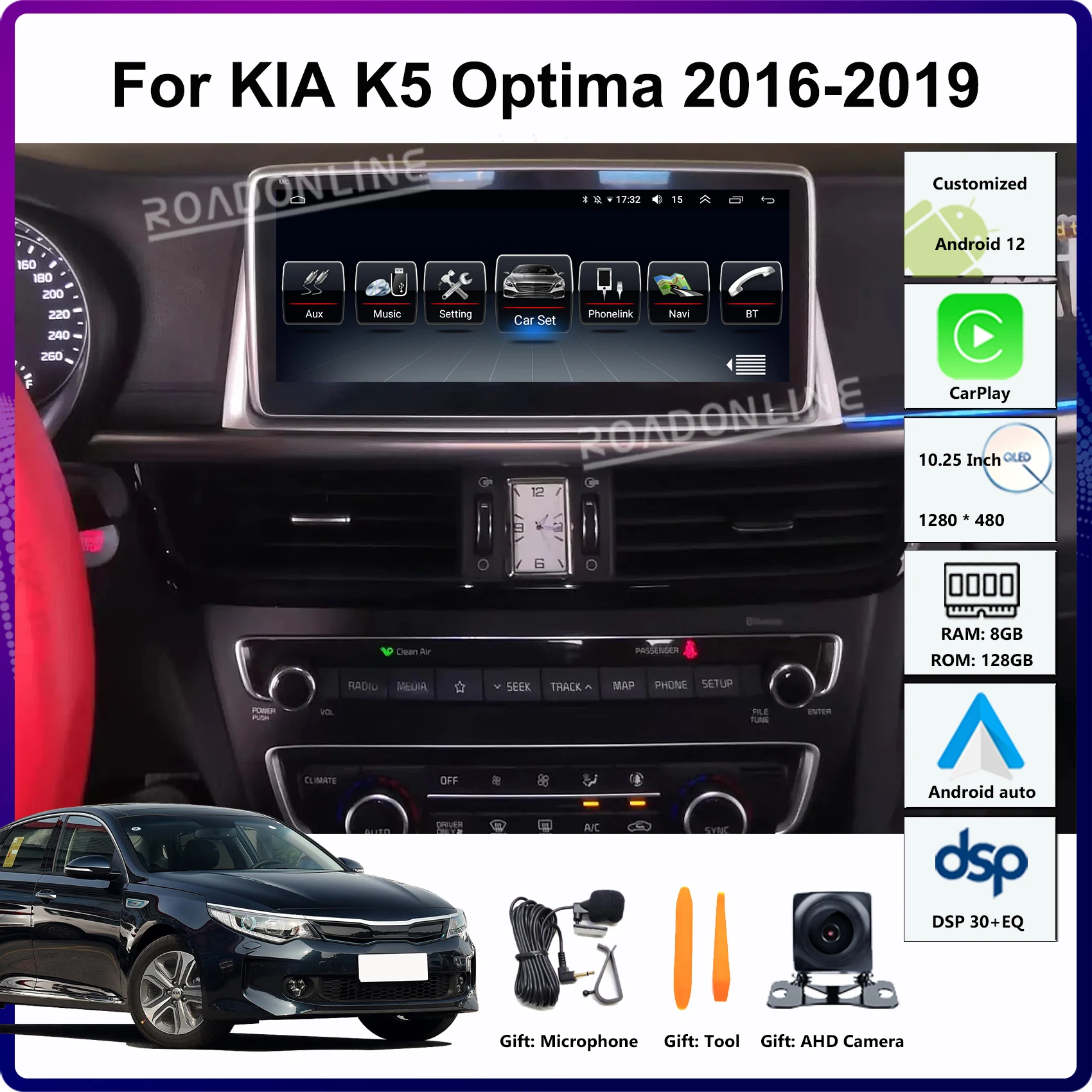 Per KIA K5 Optima 2016-2019 10.25 pollici 1920*720 Android 12 Octa Core Car GPS Android Auto Stereo Radio lettore multimediale CarPlay