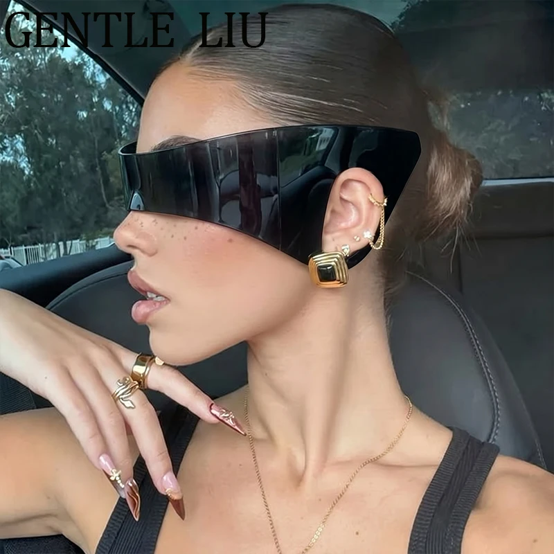 Steampunk One-Piece Shield Sunglasses Women 2026 Luxury Brand Y2K Punk Sports Wrap Around Windproof Goggle Sun Glasses Eyewear