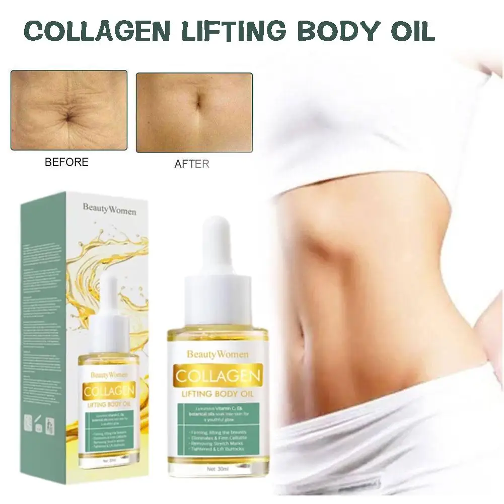 Collagen Lifting Body Oil Thin Leg Waist Tightening Fat Slimming Body Up Butt Oil Hip Burner Massage Shape Breast Abdomen L R6E1