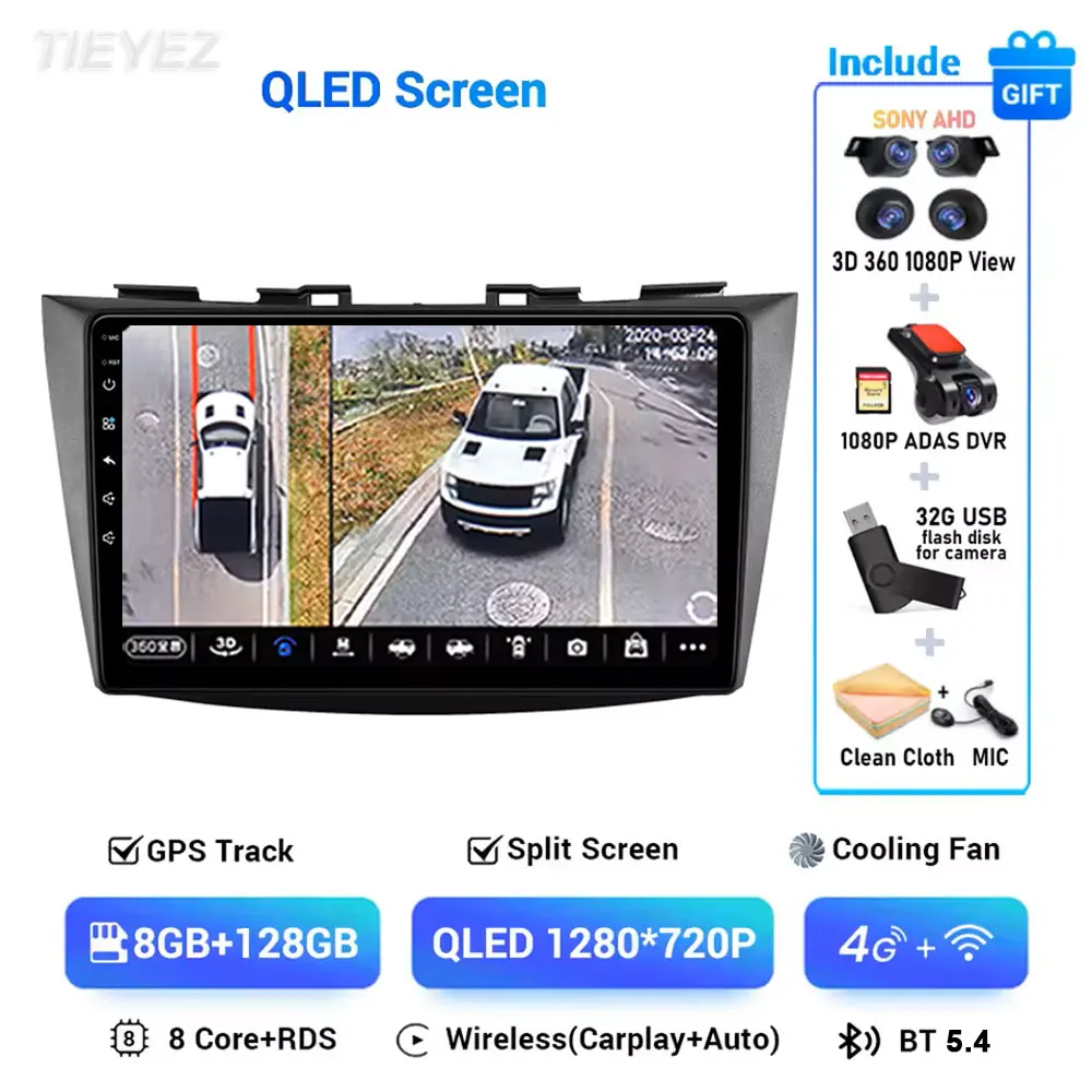 Android 16 autoradio voor Suzuki Swift 4 2011-2017, stereo multimedia videospeler, GPS, draadloze Carplay head unit