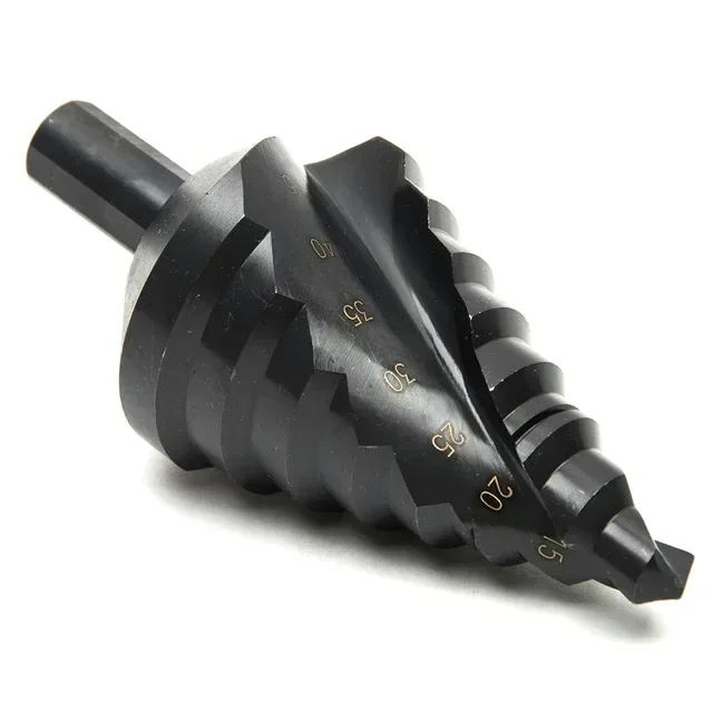 1pc HSS Triangle Shank 10mm-45mm 8 Steps Nitrided Spiral Groove Cone Step Drill Bit Industrial Reamer Metal Hole Saw