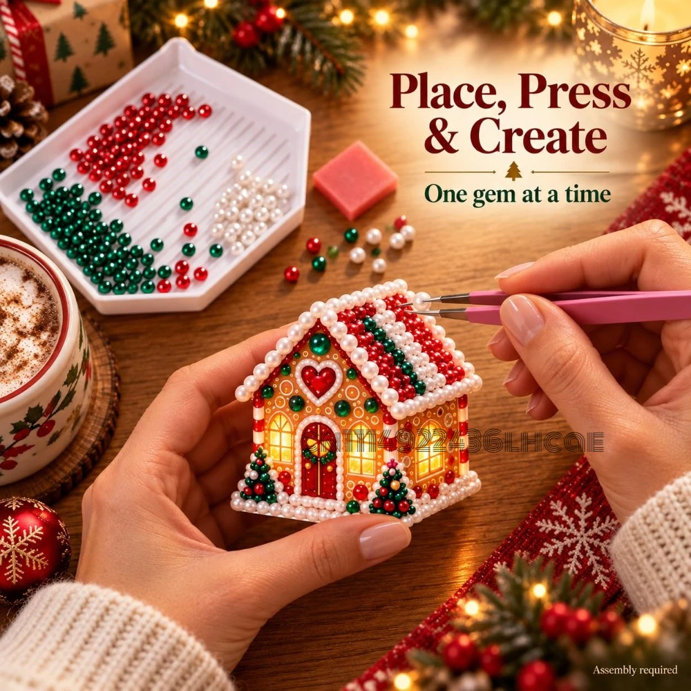 Winter Wonder DIY Decor Kit, Light-Up 3D Christmas Village Gem Art