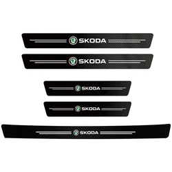 Car Door Sill Protective Sticker Carbon Fiber Leather Threshold Strips for Skoda Fabia Superb Octavia Rapid Mk3 A4 A6 A7 2 3 A5