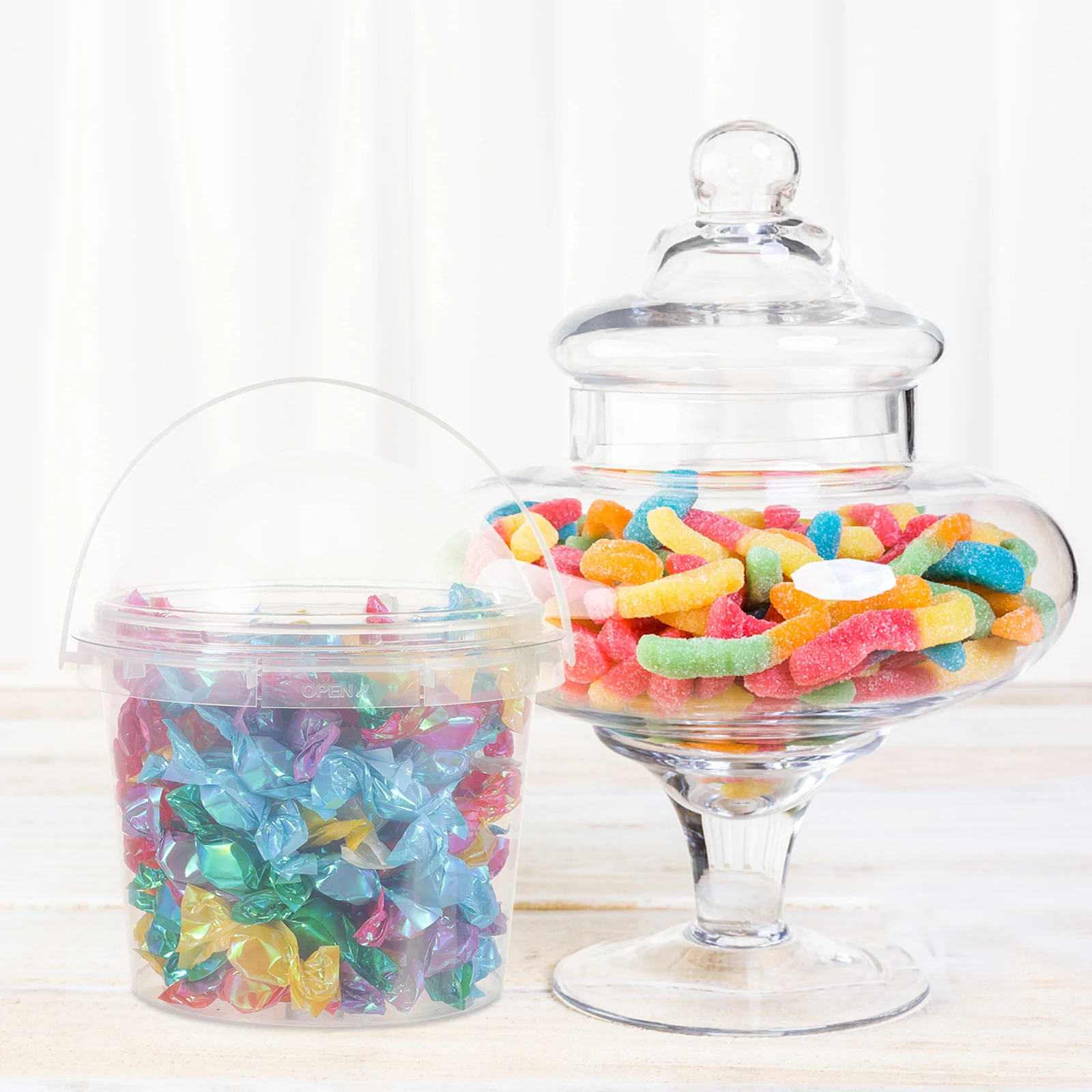 

5 Pcs Food Bucket with Lid Ice Cream Buckets Clear Container Plastic Popcorn Small Lids Transparent
