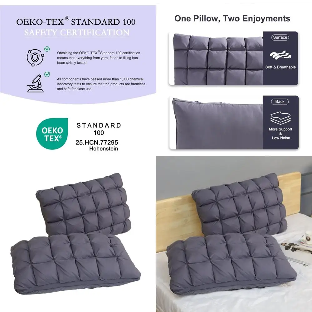 

Queen Size Pillow Set of 2 - Supportive Sleep Pillows, Down Alternative, Luxury Gel Pillows for Side Sleepers (Gray)