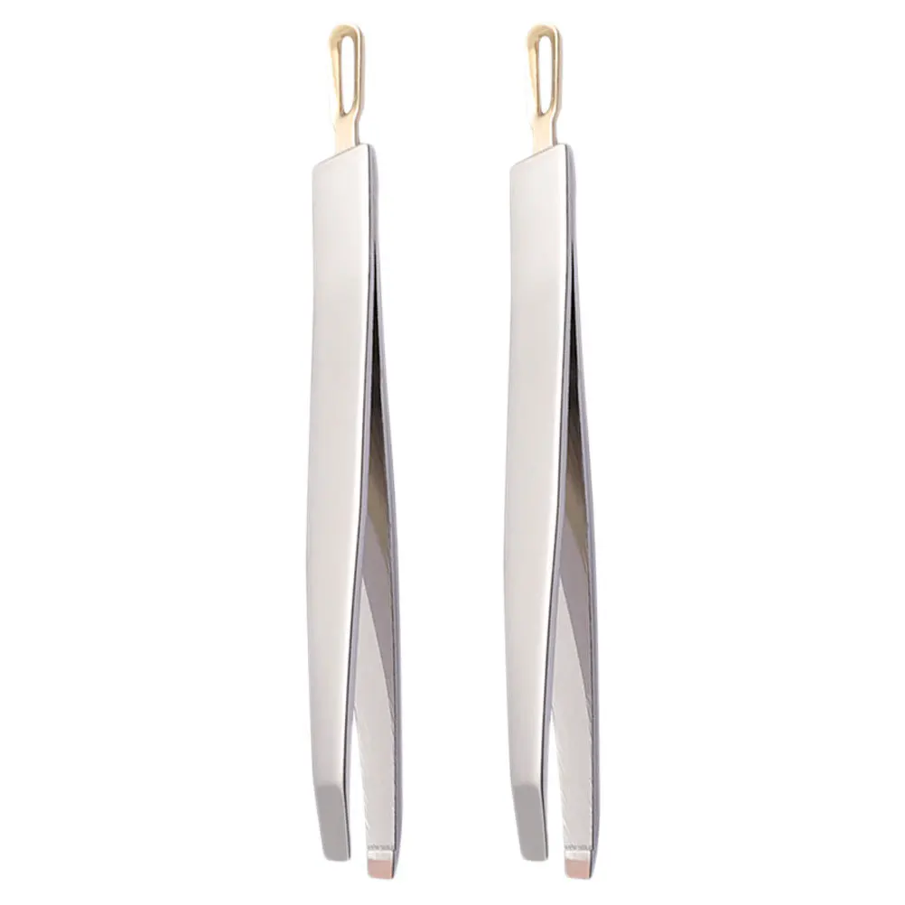 Pinça de cravo de aço inoxidável, 2 peças, dupla utilização, cortador de sobrancelha, aplicador de cílios postiços, ferramenta de maquiagem portátil