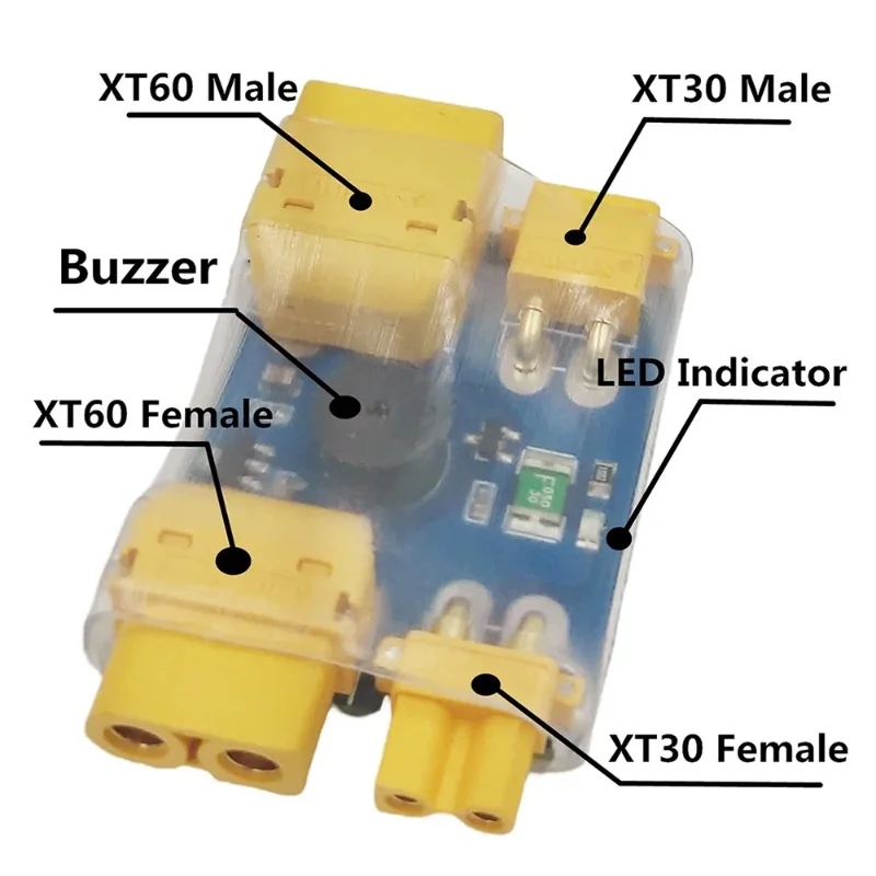 XT30 XT60 Lipo Battery Short Circuit Protection Switch with Alarm Buzzer LED 2-6S ESC Flight Controller FPV Drone RC Car Parts