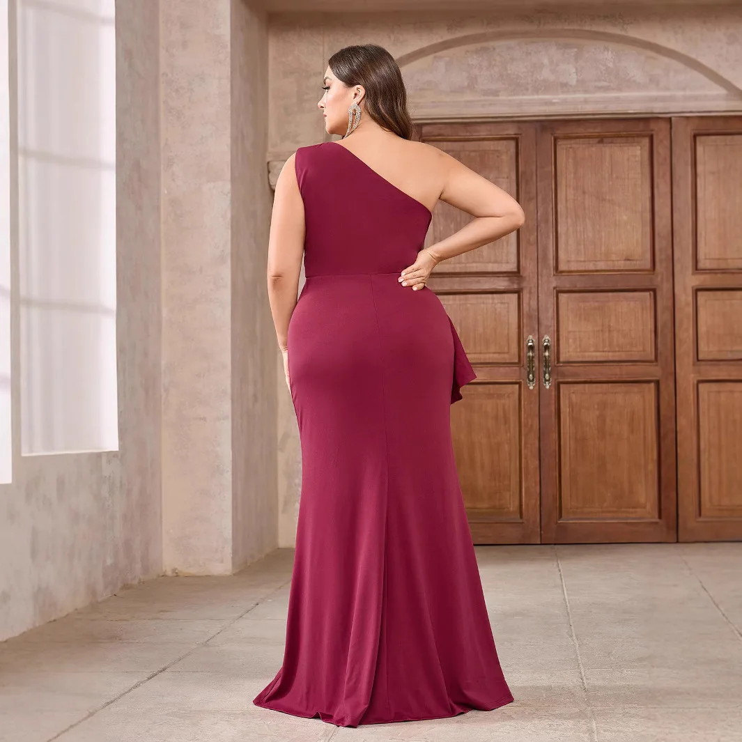 Nuovo Plus Size Donna Monospalla Paillettes Aderente Sottile Elegante Abito da Sera Lungo Economico 2025 Abito Estivo Robe Vestido Donna