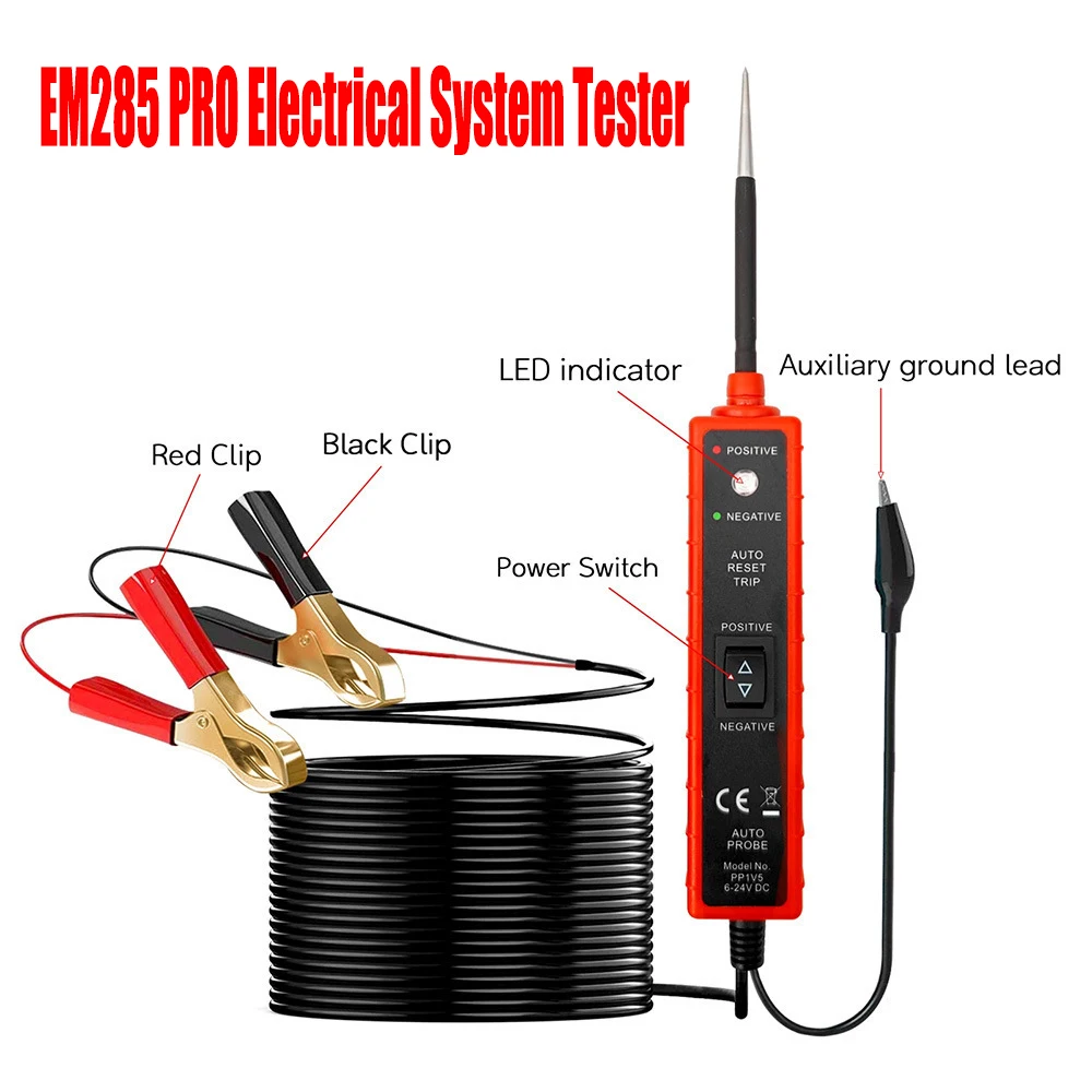 EM285PRO Electrical System Tester 6-24V Multi-function Power Supply Automotive Circuit Detector Diagnostic Instrument